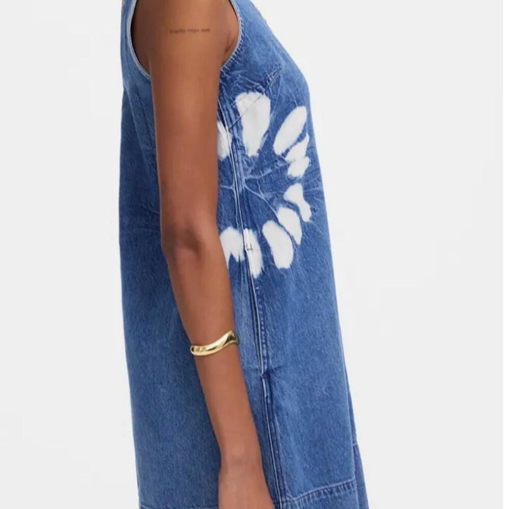 Madewell Tie-Dye Daisy Denim Shift Dress – Size Large - Picture 3 of 6